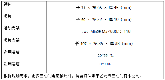 沐鸣2门电磁锁技术参数